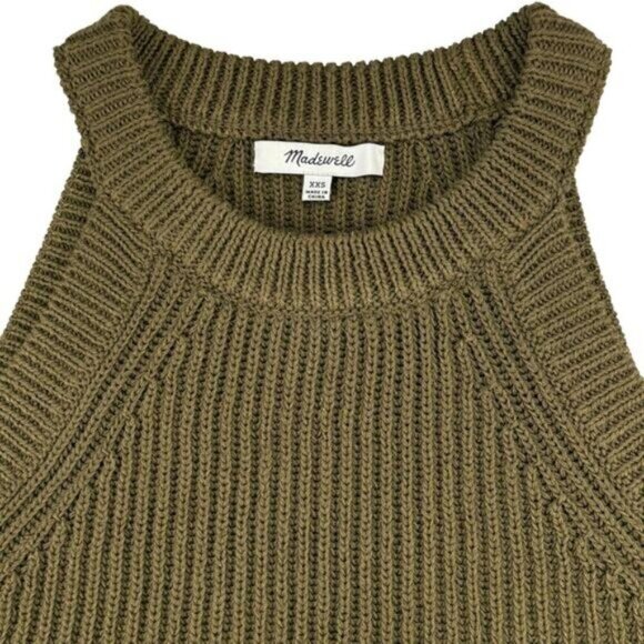 Madewell Valley Knit High Neck Sweater Tank Size XXS Olive Green - Picture 3 of 4